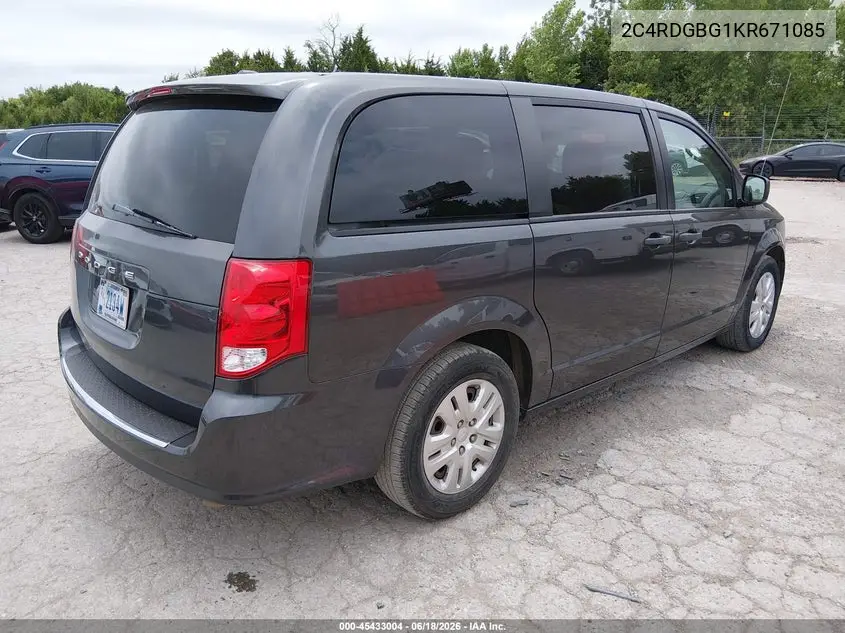 2019 Dodge Grand Caravan Se VIN: 2C4RDGBG1KR671085 Lot: 45433004