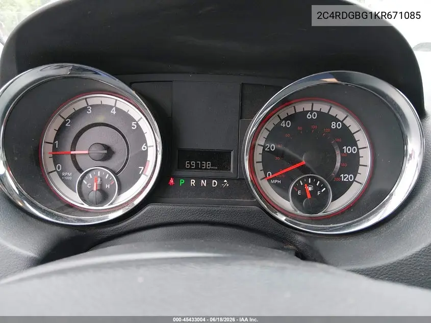 2019 Dodge Grand Caravan Se VIN: 2C4RDGBG1KR671085 Lot: 45433004