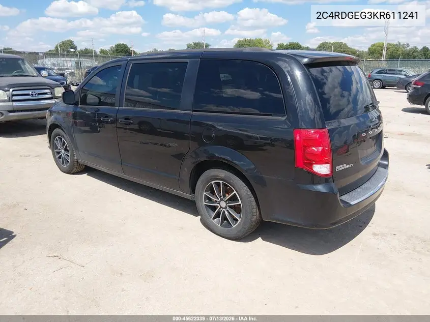 2019 Dodge Grand Caravan Gt VIN: 2C4RDGEG3KR611241 Lot: 45622339