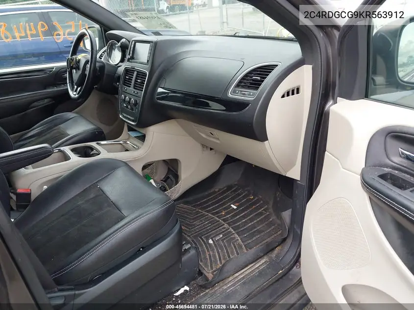 2019 Dodge Grand Caravan Sxt VIN: 2C4RDGCG9KR563912 Lot: 45694481