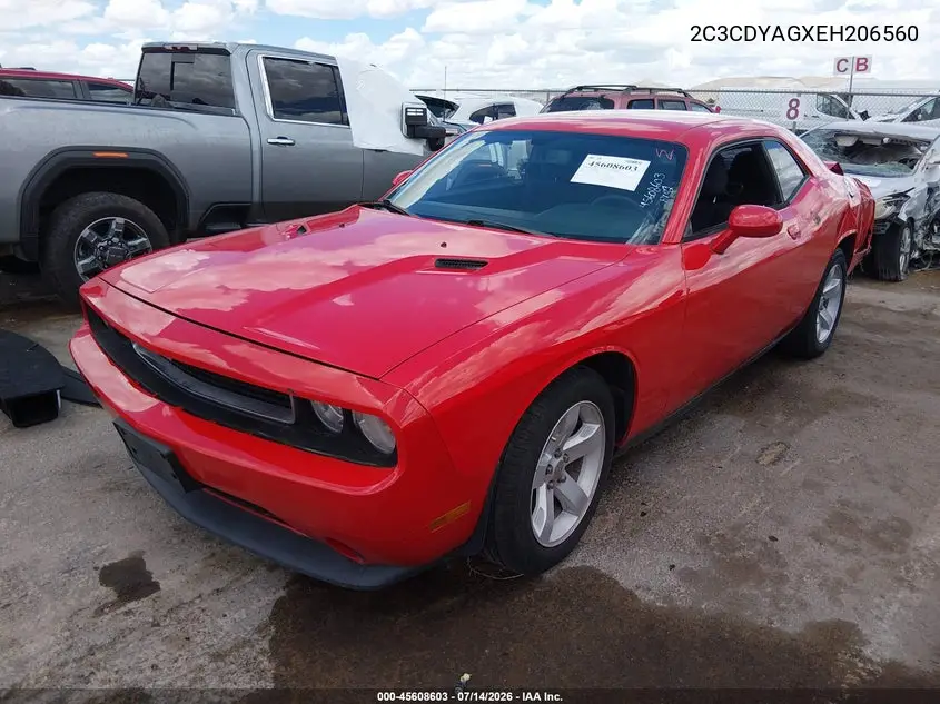 2014 Dodge Challenger Sxt VIN: 2C3CDYAGXEH206560 Lot: 45608603