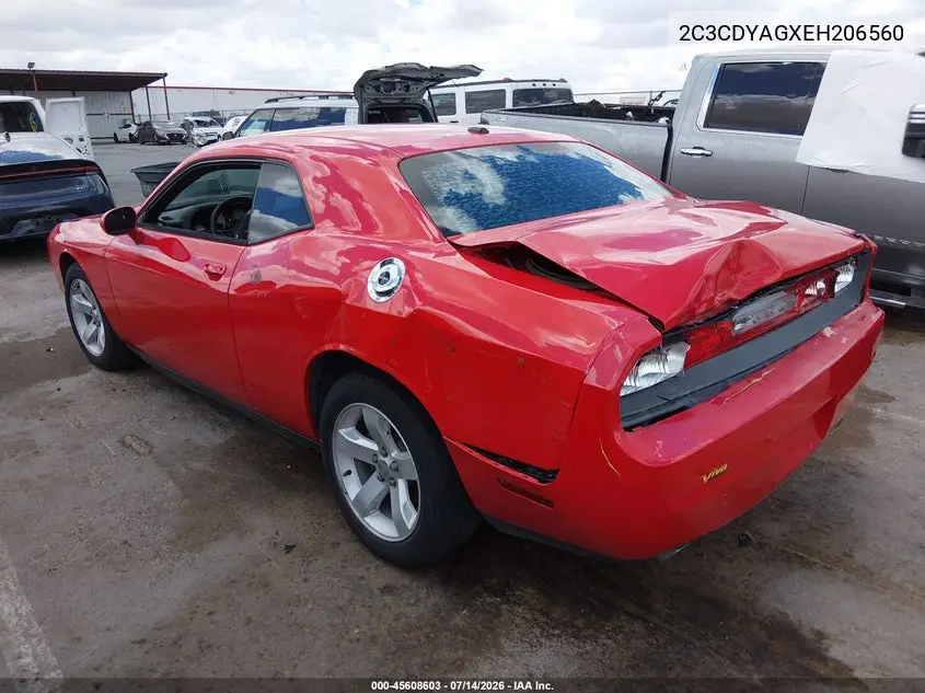 2014 Dodge Challenger Sxt VIN: 2C3CDYAGXEH206560 Lot: 45608603