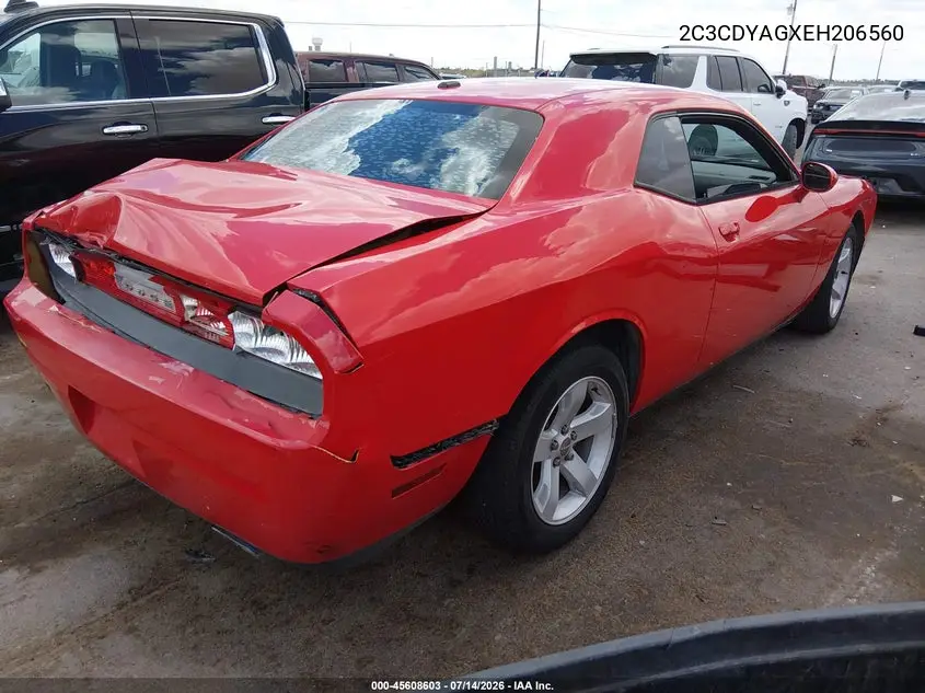 2014 Dodge Challenger Sxt VIN: 2C3CDYAGXEH206560 Lot: 45608603