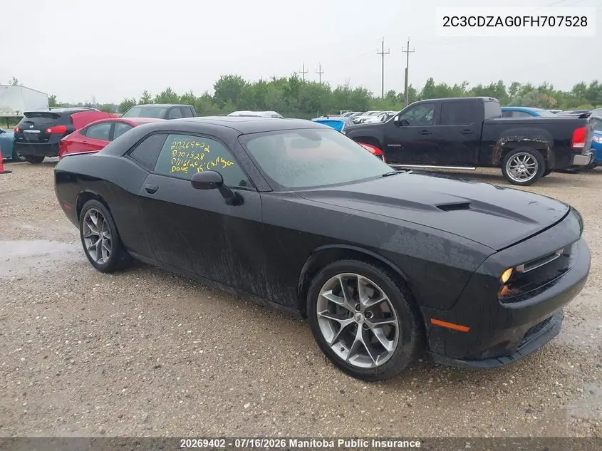 2015 Dodge Challenger Sxt VIN: 2C3CDZAG0FH707528 Lot: 20269402