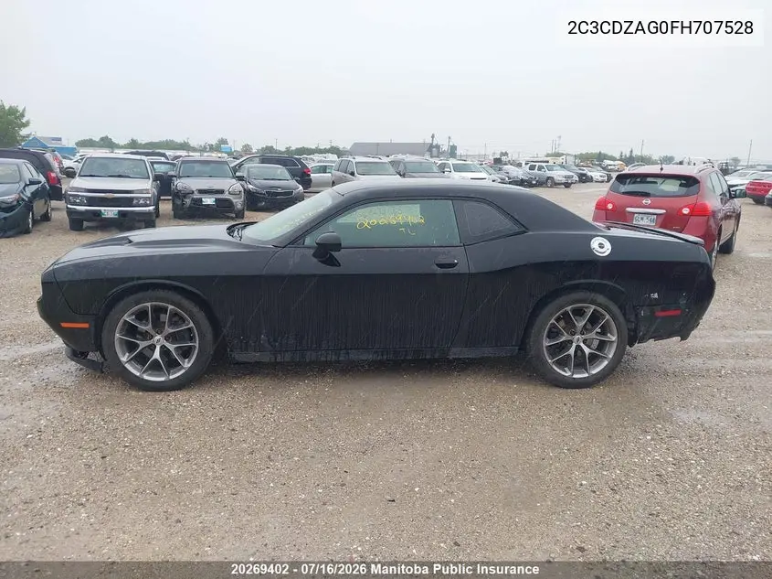 2015 Dodge Challenger Sxt VIN: 2C3CDZAG0FH707528 Lot: 20269402