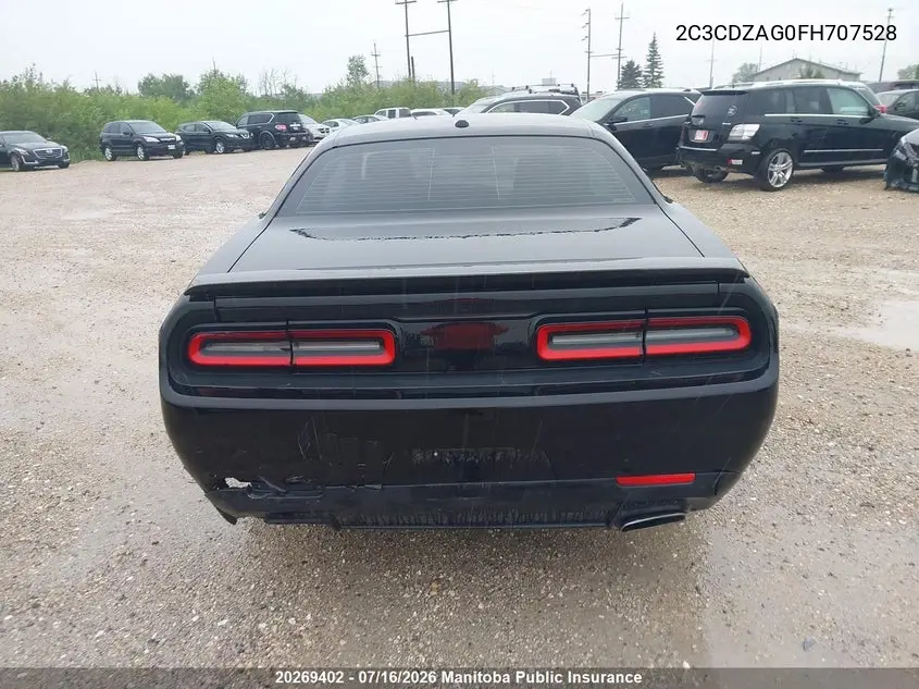 2015 Dodge Challenger Sxt VIN: 2C3CDZAG0FH707528 Lot: 20269402