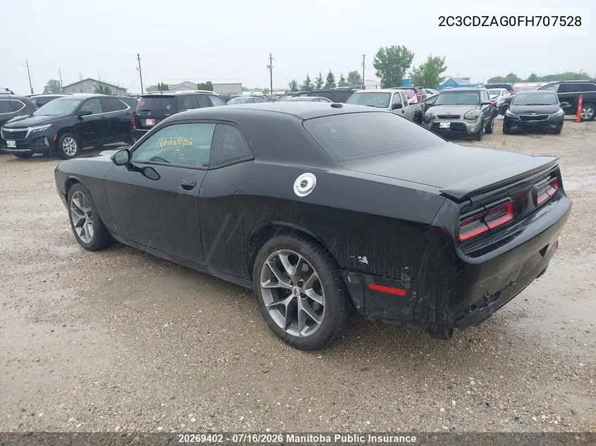 2015 Dodge Challenger Sxt VIN: 2C3CDZAG0FH707528 Lot: 20269402