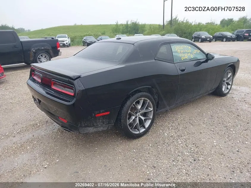 2015 Dodge Challenger Sxt VIN: 2C3CDZAG0FH707528 Lot: 20269402
