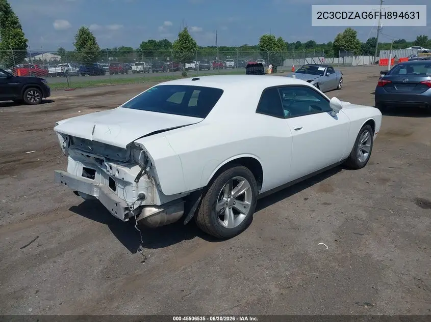 2015 Dodge Challenger Sxt VIN: 2C3CDZAG6FH894631 Lot: 45506535
