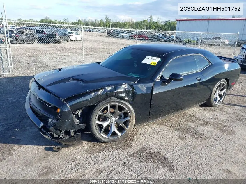 2C3CDZAG1HH501752 2017 Dodge Challenger Sxt