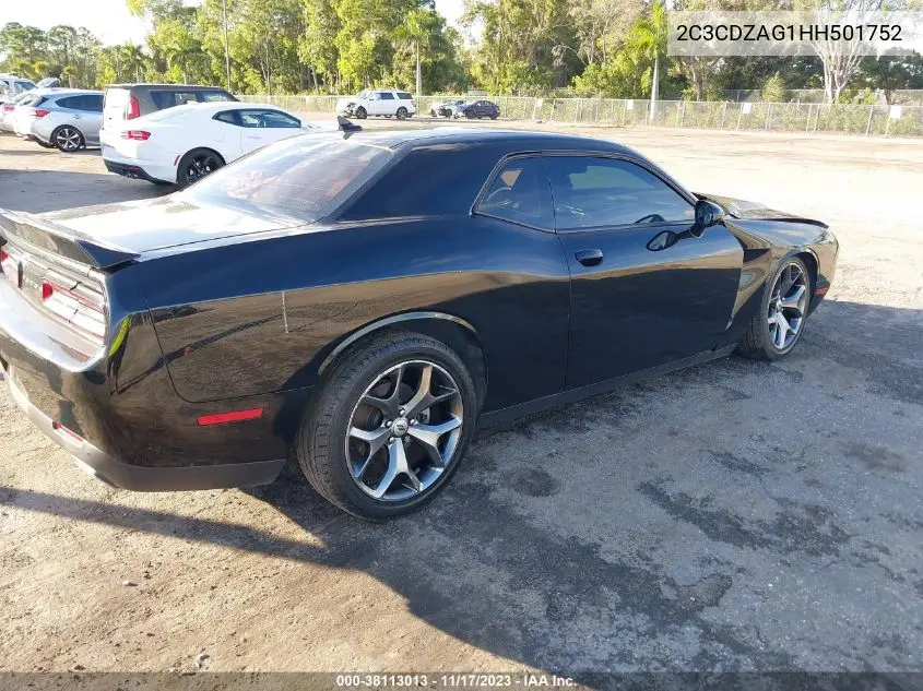 2C3CDZAG1HH501752 2017 Dodge Challenger Sxt