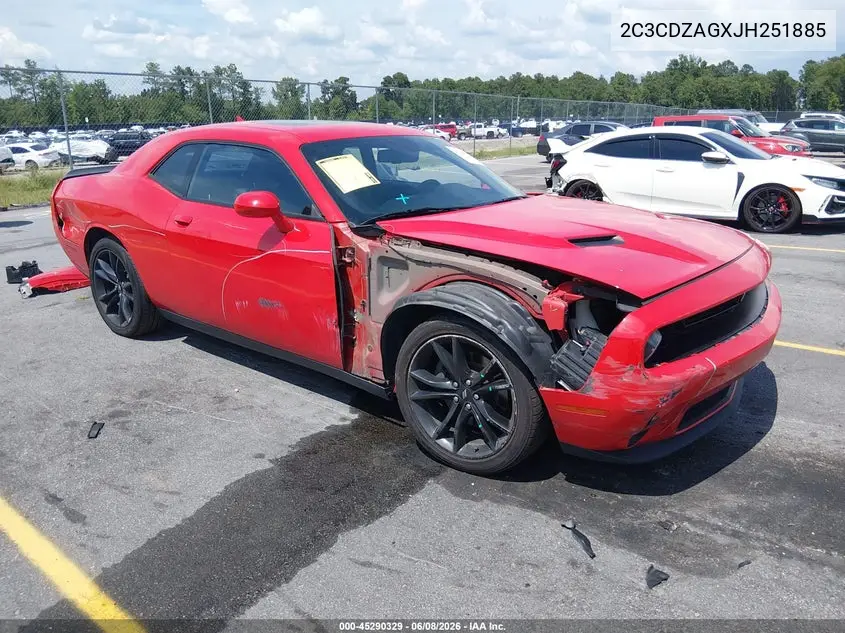 2018 Dodge Challenger Sxt Plus VIN: 2C3CDZAGXJH251885 Lot: 45290329