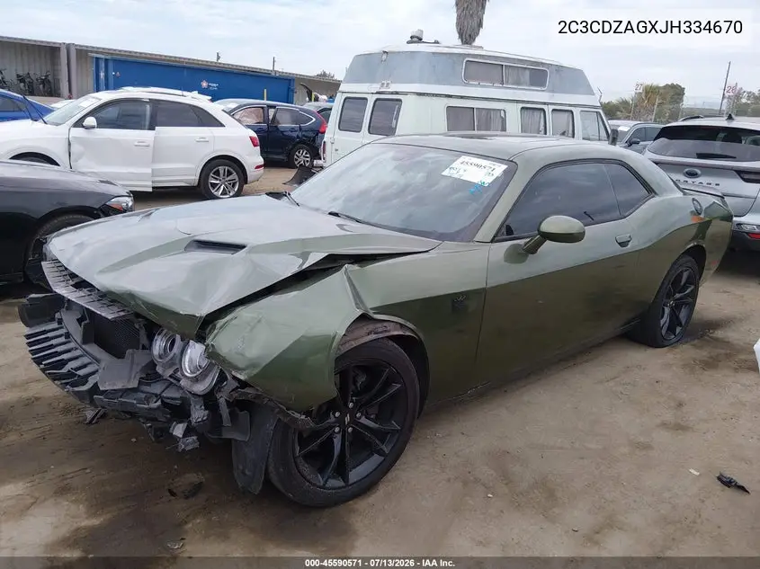 2018 Dodge Challenger Sxt Plus VIN: 2C3CDZAGXJH334670 Lot: 45590571