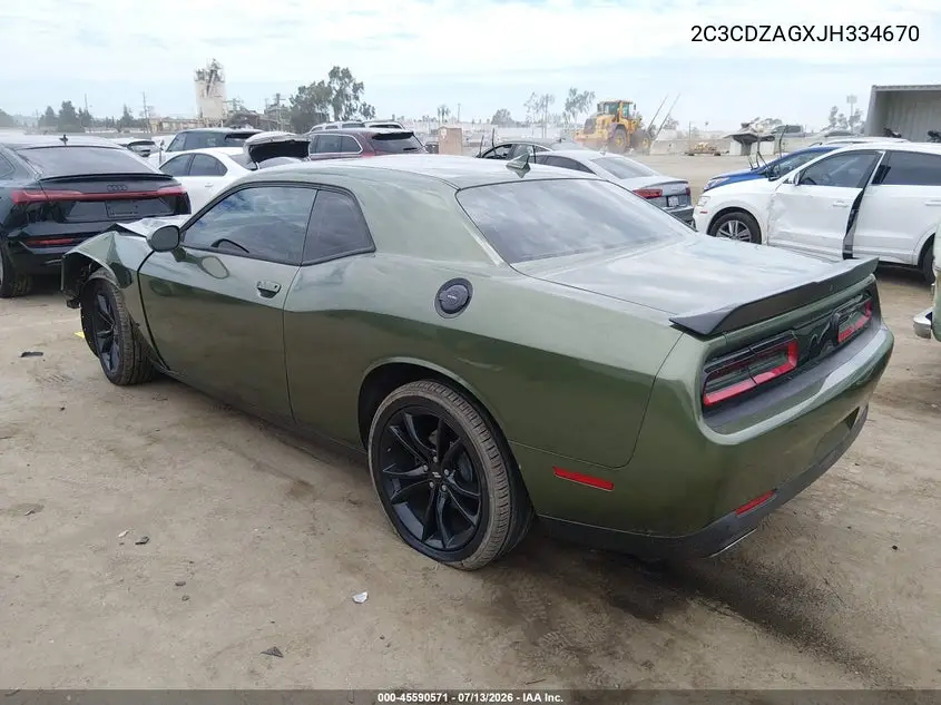 2018 Dodge Challenger Sxt Plus VIN: 2C3CDZAGXJH334670 Lot: 45590571