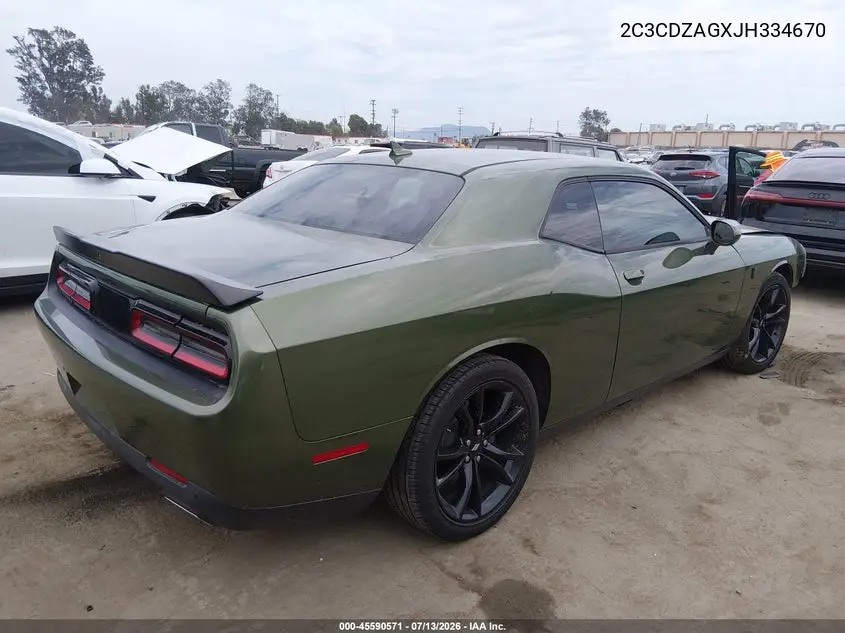 2018 Dodge Challenger Sxt Plus VIN: 2C3CDZAGXJH334670 Lot: 45590571