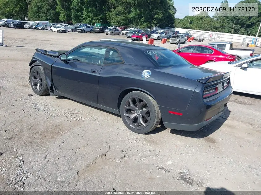2018 Dodge Challenger Sxt VIN: 2C3CDZAG9JH178170 Lot: 45687938