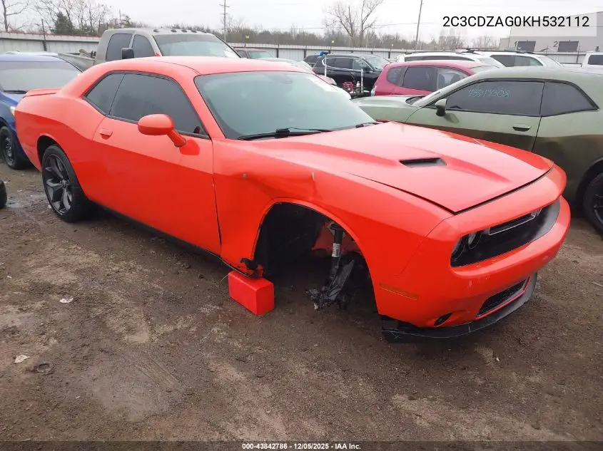 2C3CDZAG0KH532112 2019 Dodge Challenger Sxt