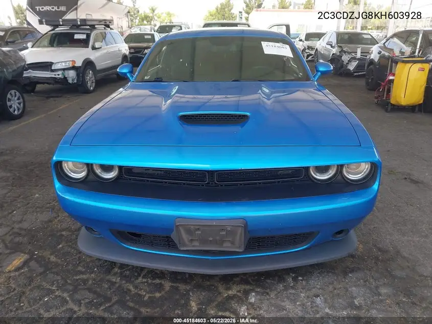 2019 Dodge Challenger Gt VIN: 2C3CDZJG8KH603928 Lot: 45184603