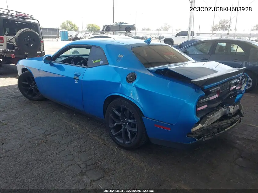 2019 Dodge Challenger Gt VIN: 2C3CDZJG8KH603928 Lot: 45184603
