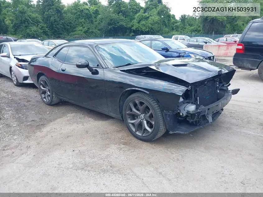2019 Dodge Challenger Sxt VIN: 2C3CDZAG1KH503931 Lot: 45360340