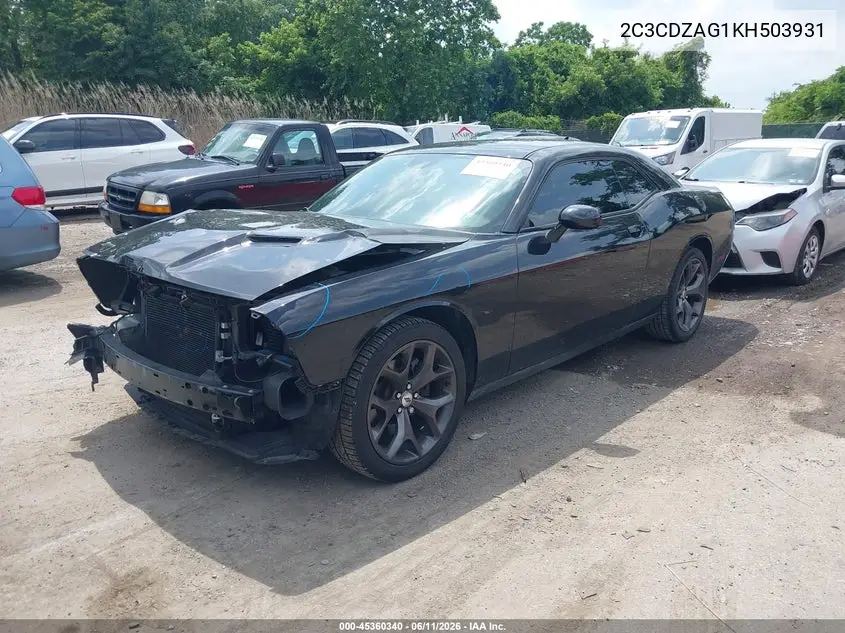2019 Dodge Challenger Sxt VIN: 2C3CDZAG1KH503931 Lot: 45360340
