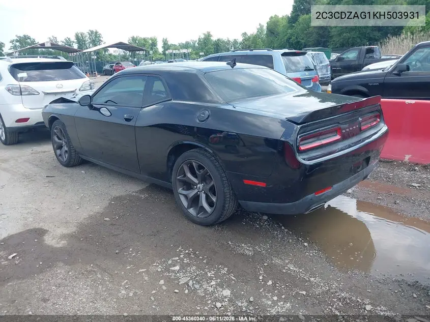 2019 Dodge Challenger Sxt VIN: 2C3CDZAG1KH503931 Lot: 45360340
