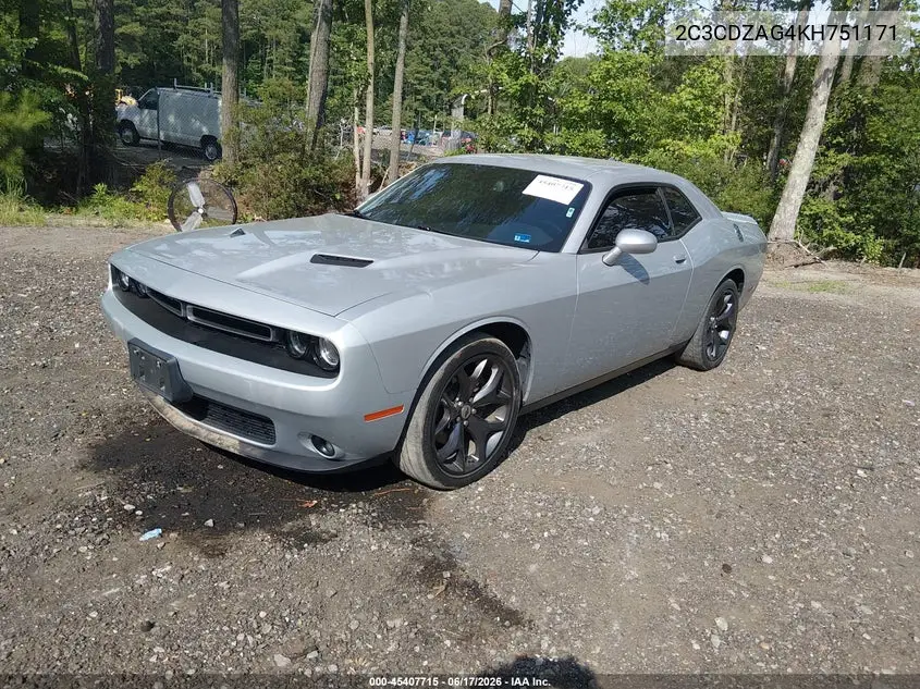 2019 Dodge Challenger Sxt VIN: 2C3CDZAG4KH751171 Lot: 45407715