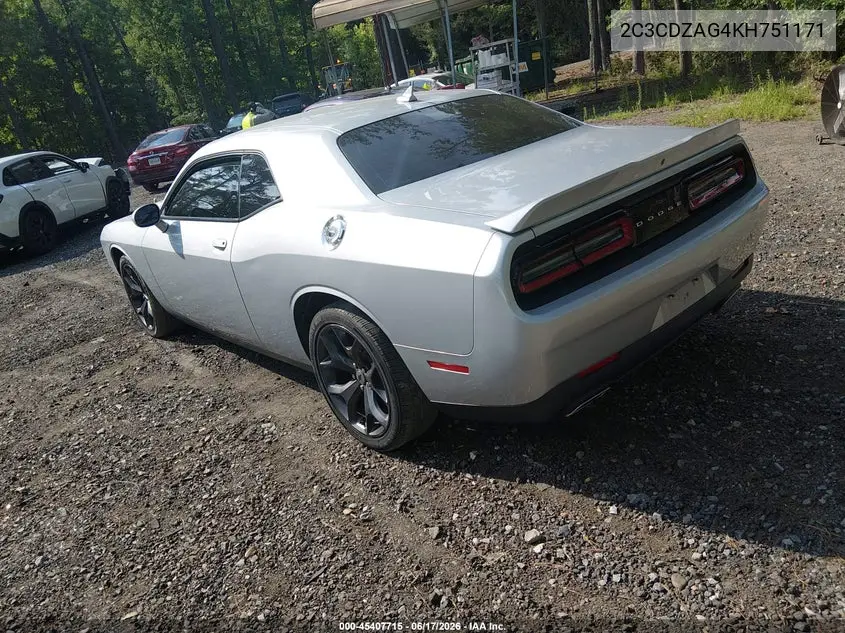 2019 Dodge Challenger Sxt VIN: 2C3CDZAG4KH751171 Lot: 45407715