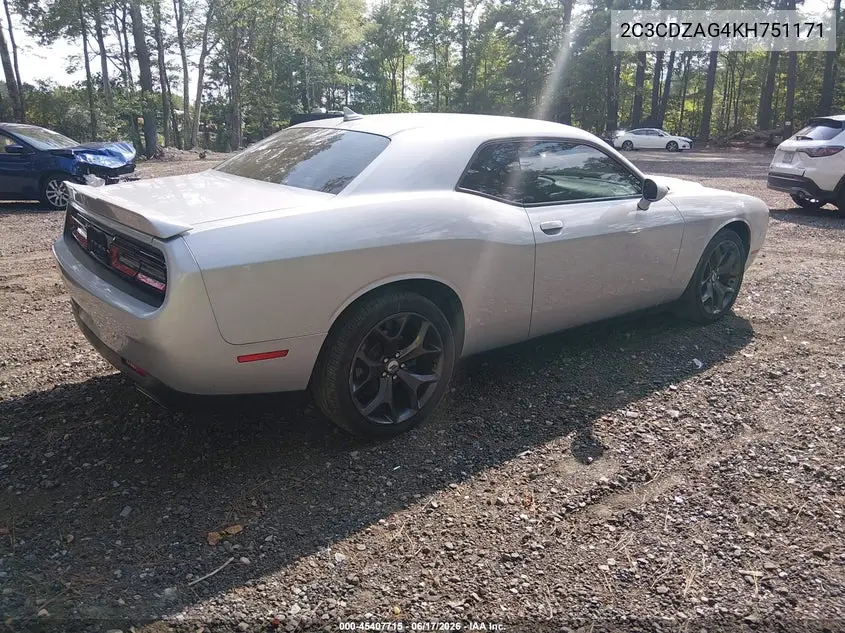 2019 Dodge Challenger Sxt VIN: 2C3CDZAG4KH751171 Lot: 45407715