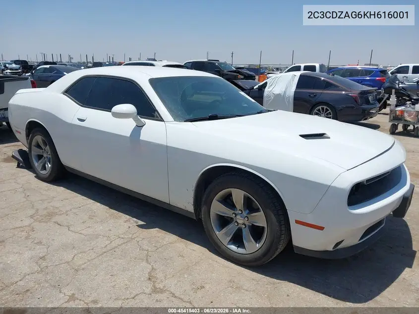 2019 Dodge Challenger Sxt VIN: 2C3CDZAG6KH616001 Lot: 45415403