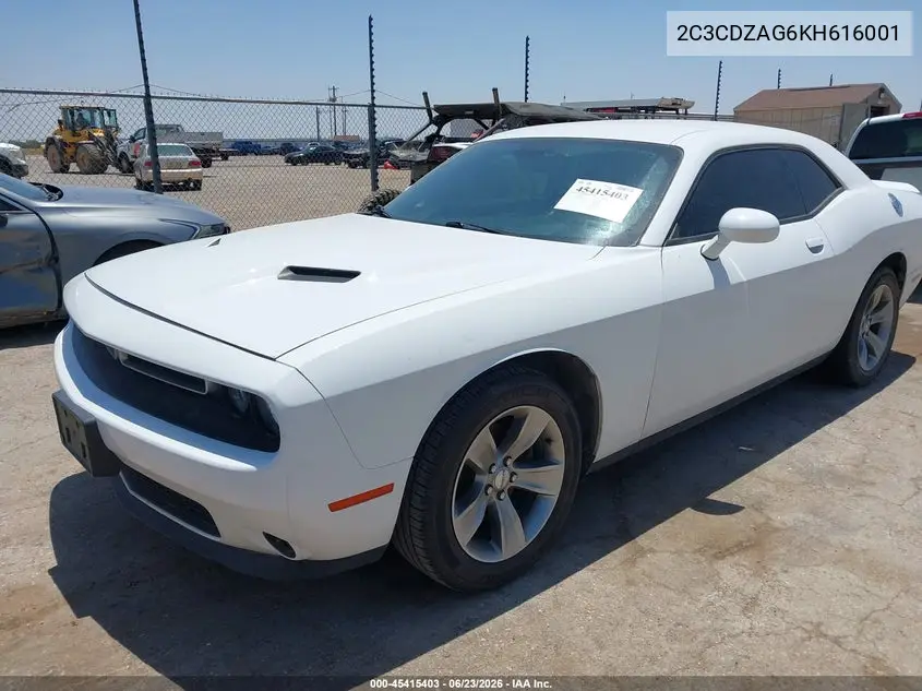 2019 Dodge Challenger Sxt VIN: 2C3CDZAG6KH616001 Lot: 45415403