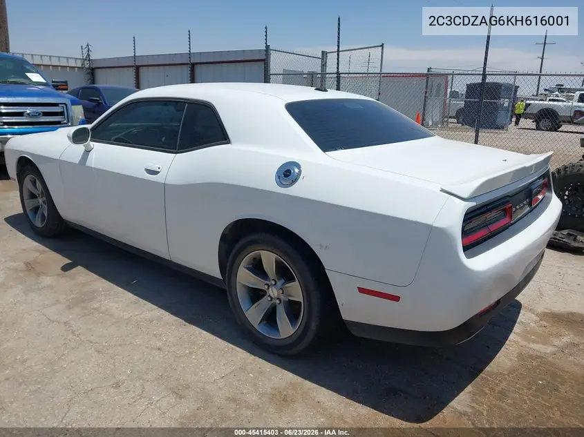 2019 Dodge Challenger Sxt VIN: 2C3CDZAG6KH616001 Lot: 45415403