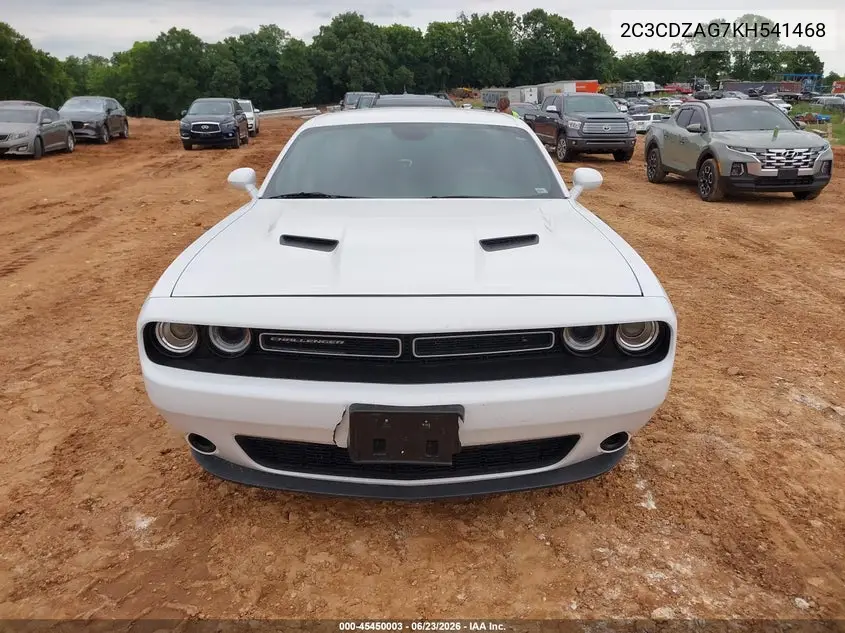 2019 Dodge Challenger Sxt VIN: 2C3CDZAG7KH541468 Lot: 45450003