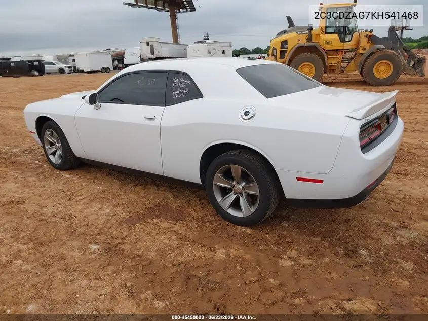 2019 Dodge Challenger Sxt VIN: 2C3CDZAG7KH541468 Lot: 45450003