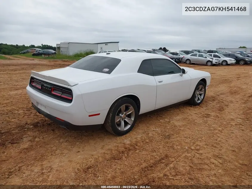 2019 Dodge Challenger Sxt VIN: 2C3CDZAG7KH541468 Lot: 45450003