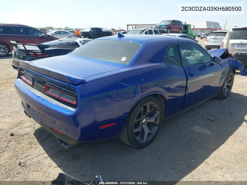 2019 Dodge Challenger Sxt VIN: 2C3CDZAG3KH680500 Lot: 45666095