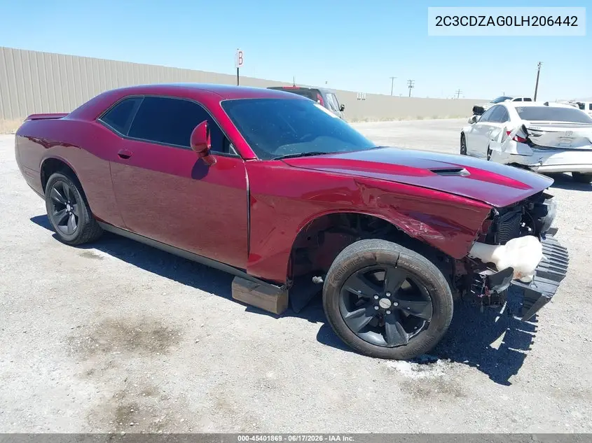 2020 Dodge Challenger Sxt VIN: 2C3CDZAG0LH206442 Lot: 45401869