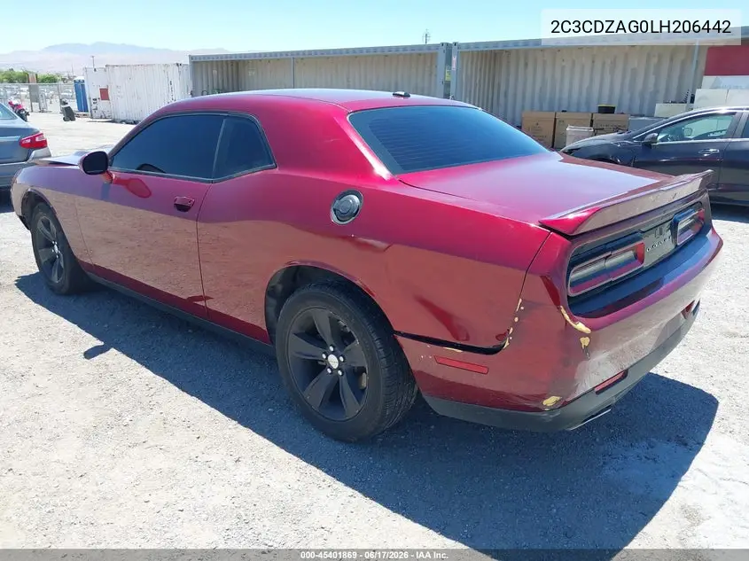 2020 Dodge Challenger Sxt VIN: 2C3CDZAG0LH206442 Lot: 45401869