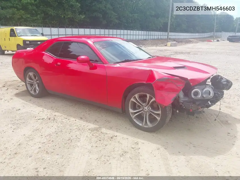 2021 Dodge Challenger R/T VIN: 2C3CDZBT3MH546603 Lot: 45374546