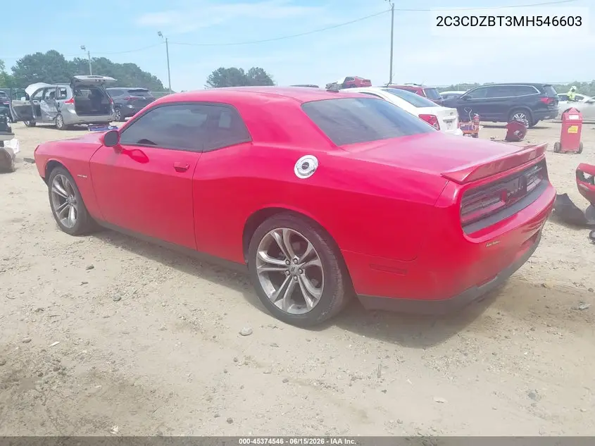 2021 Dodge Challenger R/T VIN: 2C3CDZBT3MH546603 Lot: 45374546