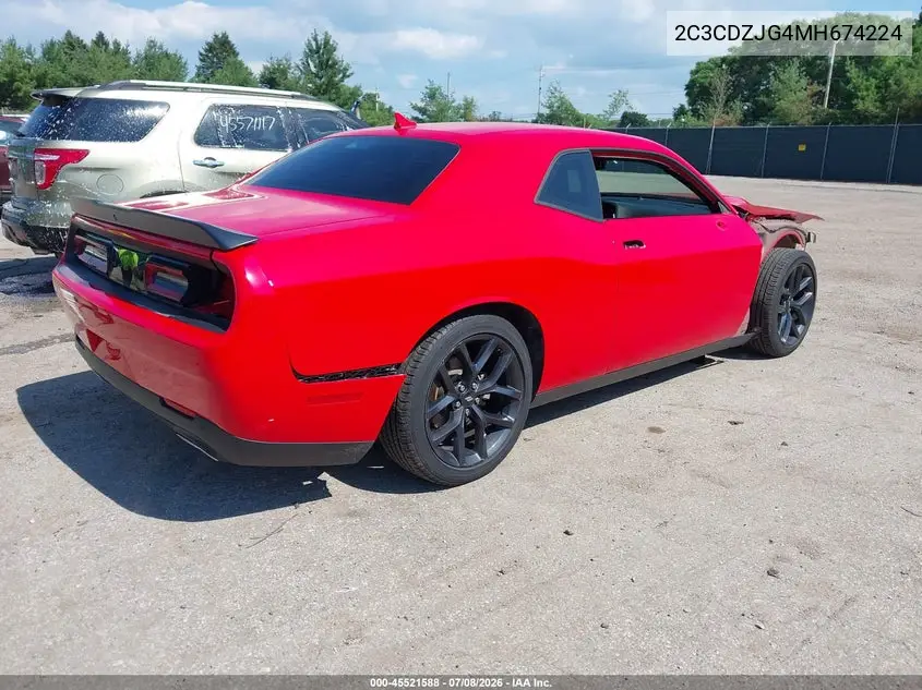 2021 Dodge Challenger Gt VIN: 2C3CDZJG4MH674224 Lot: 45521588