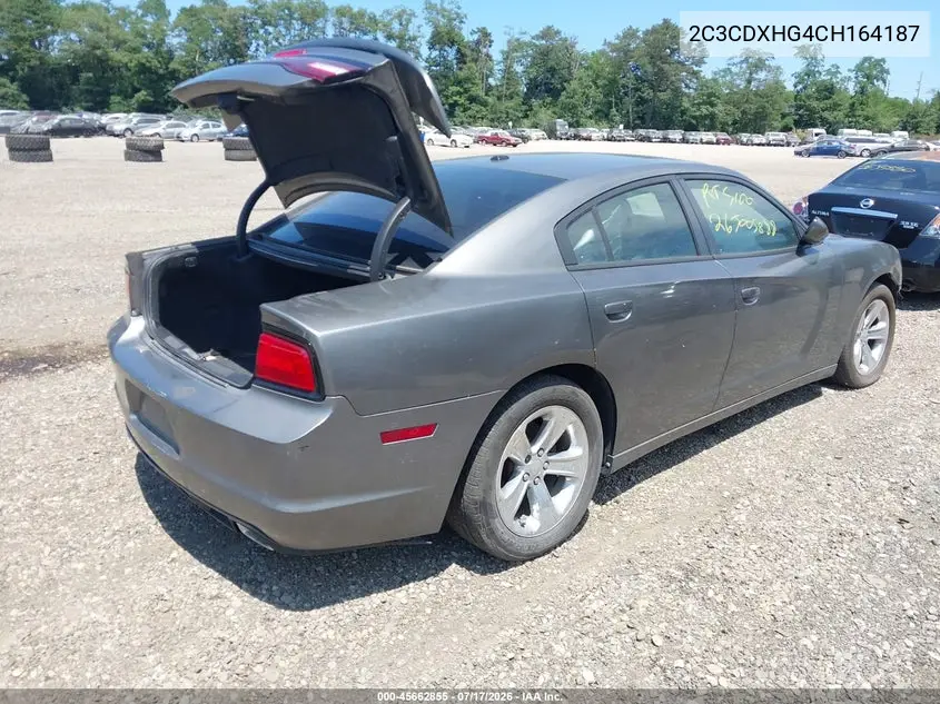 2012 Dodge Charger Sxt VIN: 2C3CDXHG4CH164187 Lot: 45662855
