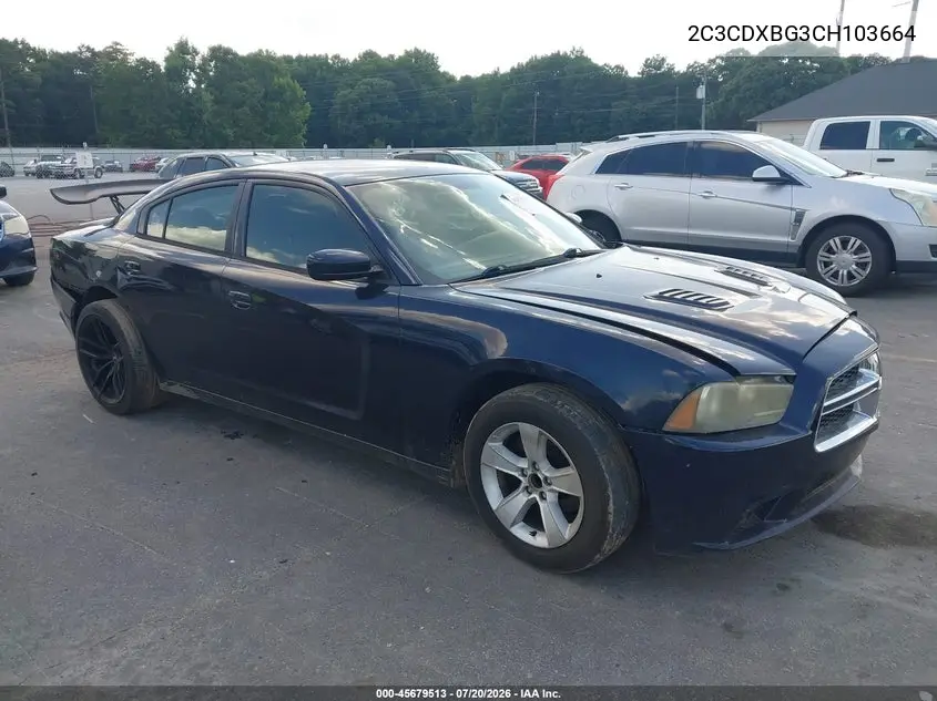 2012 Dodge Charger Se VIN: 2C3CDXBG3CH103664 Lot: 45679513