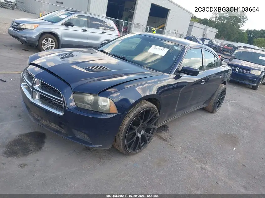 2012 Dodge Charger Se VIN: 2C3CDXBG3CH103664 Lot: 45679513