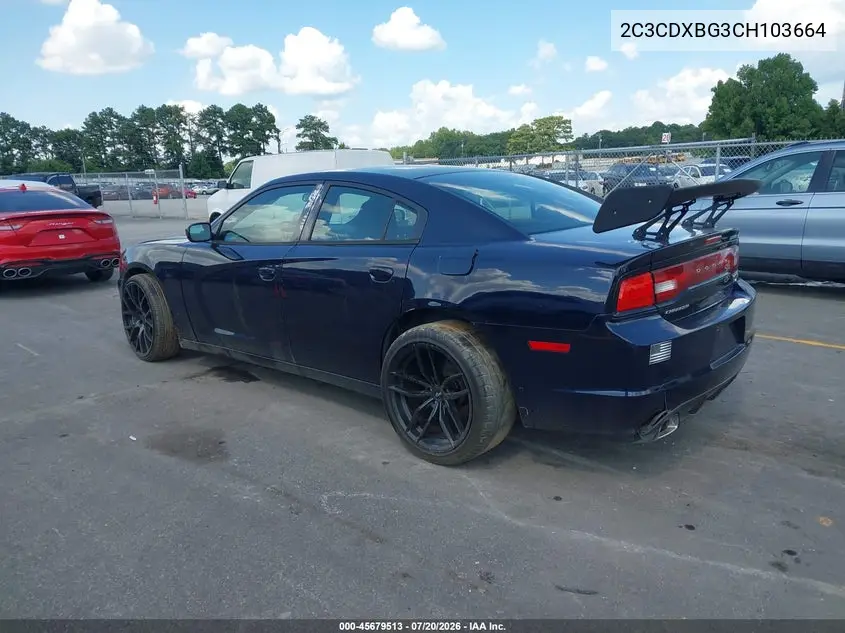 2012 Dodge Charger Se VIN: 2C3CDXBG3CH103664 Lot: 45679513