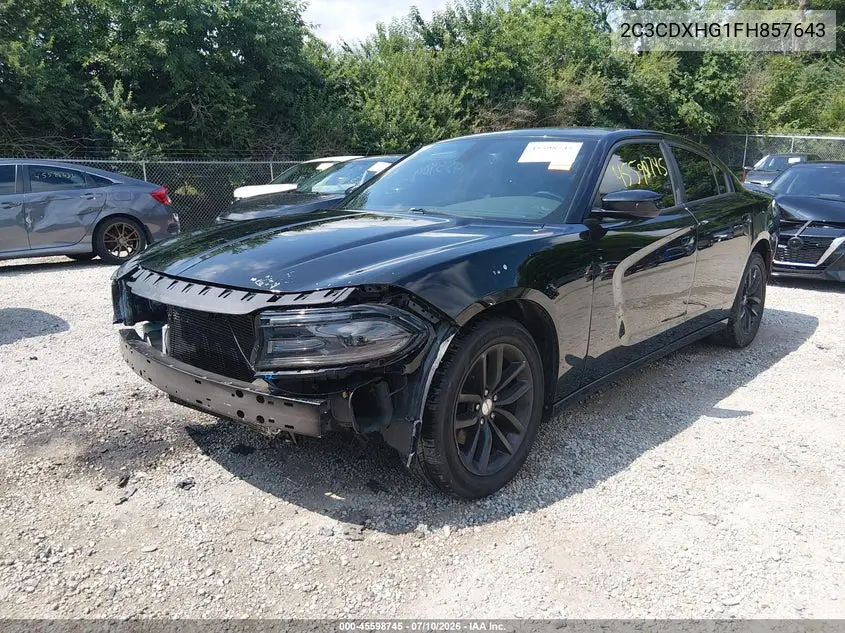 2015 Dodge Charger Sxt VIN: 2C3CDXHG1FH857643 Lot: 45598745