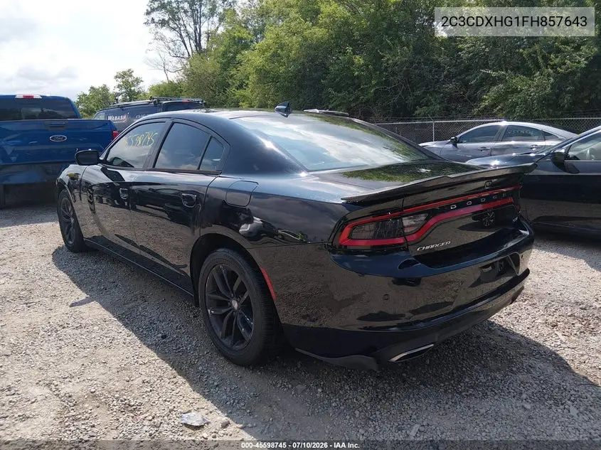 2015 Dodge Charger Sxt VIN: 2C3CDXHG1FH857643 Lot: 45598745