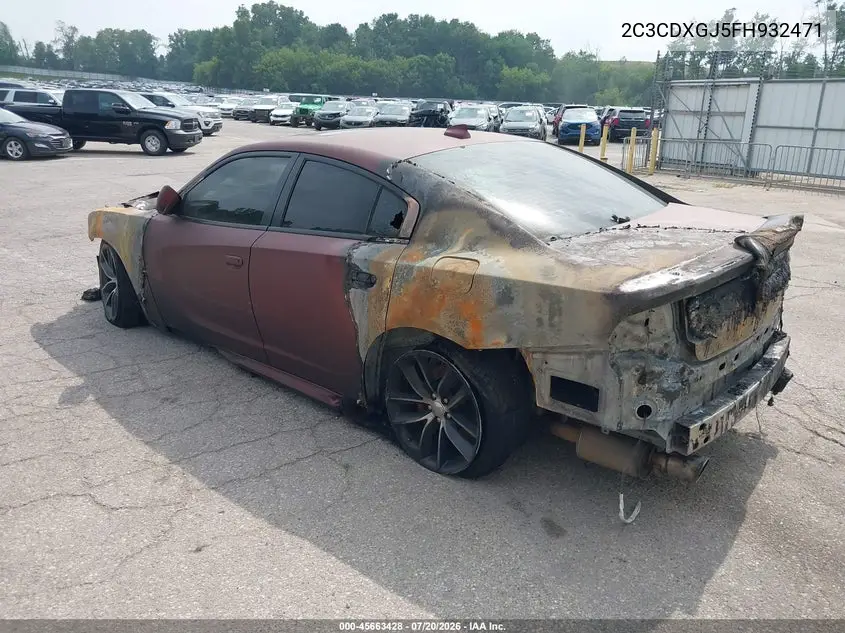 2015 Dodge Charger R/T Scat Pack VIN: 2C3CDXGJ5FH932471 Lot: 45663428