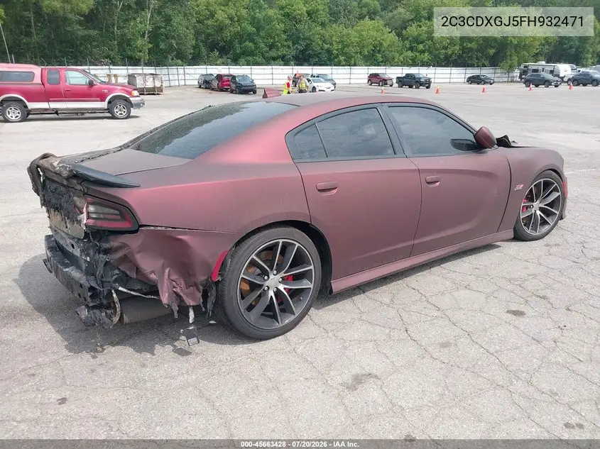2015 Dodge Charger R/T Scat Pack VIN: 2C3CDXGJ5FH932471 Lot: 45663428