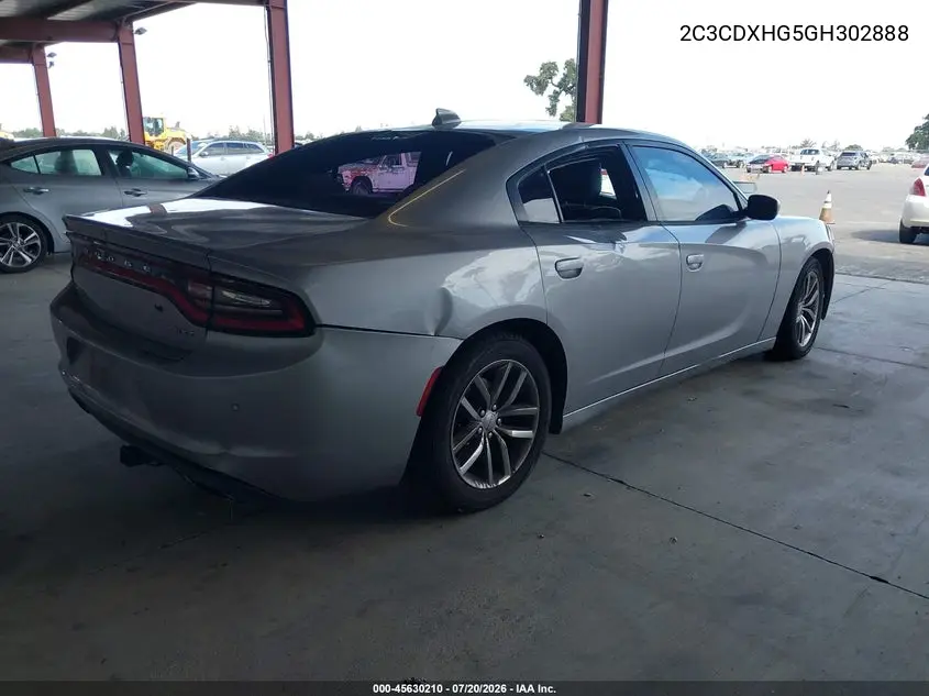 2016 Dodge Charger Sxt VIN: 2C3CDXHG5GH302888 Lot: 45630210